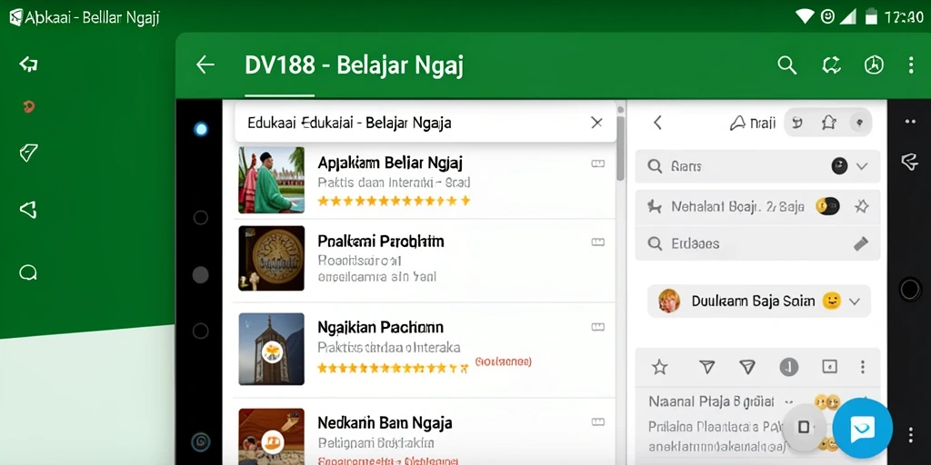 Antarmuka aplikasi DV188 yang menarik untuk belajar ngaji.