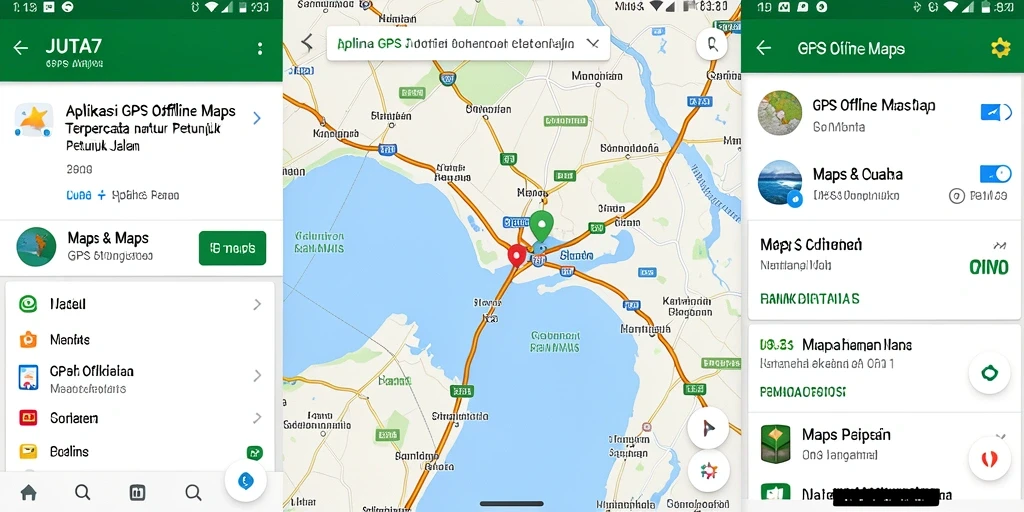 Antarmuka utama JUTA7 dengan fungsi GPS Offline Maps yang intuitif.