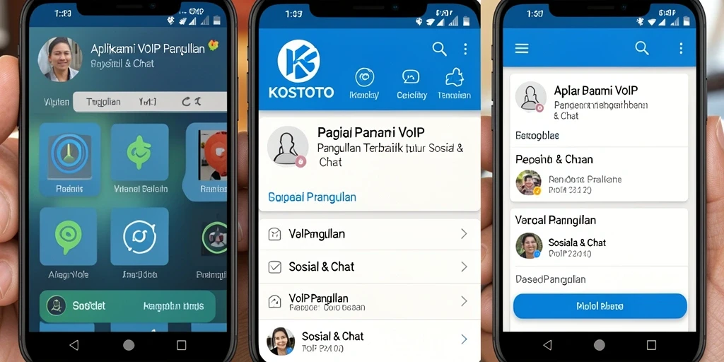 Tampilan antarmuka KOSTOTO dengan berbagai fitur VoIP Panggilan.