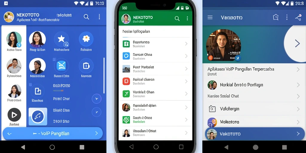 Tampilan antarmuka utama aplikasi NEKOTOTO saat melakukan VoIP Panggilan.