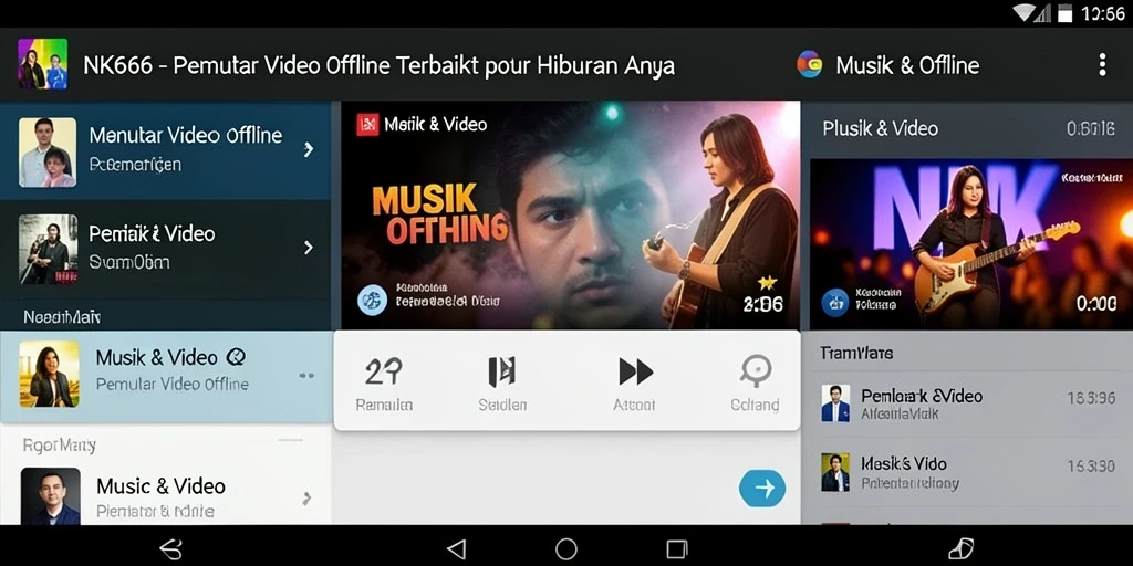 Tampilan antarmuka NK666 pemutar video offline yang sederhana dan elegan.