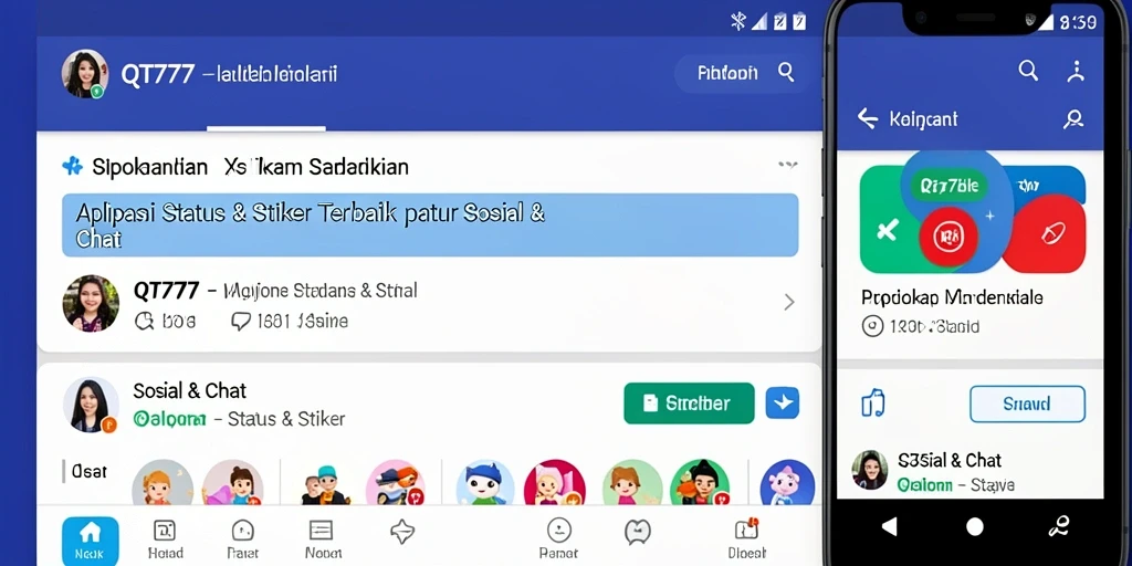 Antarmuka QT777 yang menarik dan beragam stiker.